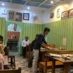 Mysore cafe chanakyapuri - a hole in the wall popular kannadiga cafe Dining area of mysore cafe chanakyapuri