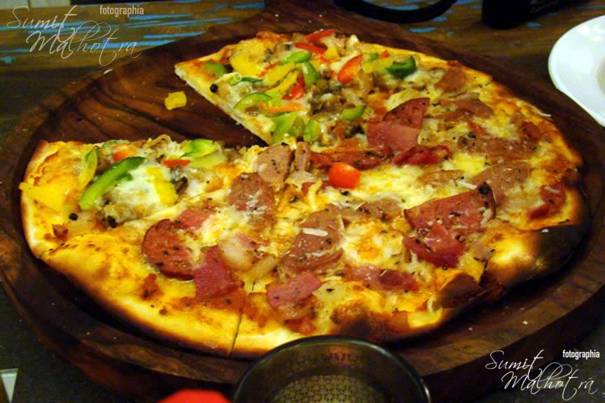 Meat lovers' pizza at zo cafe