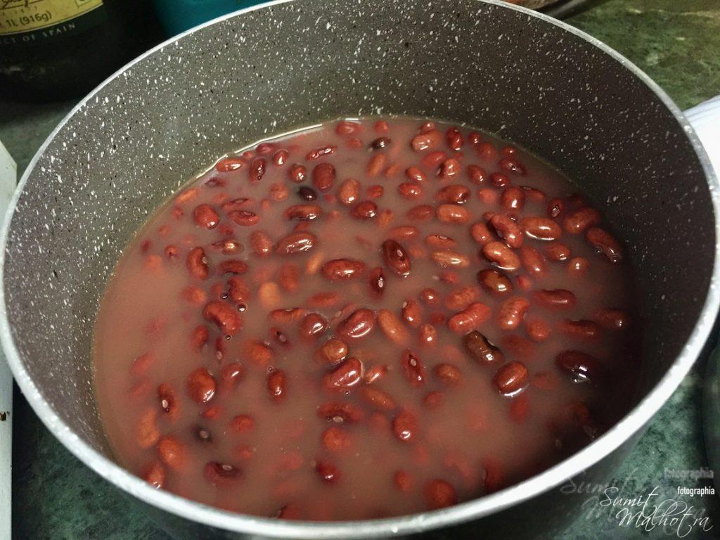 Soak the rajma overnight. They will double in size.