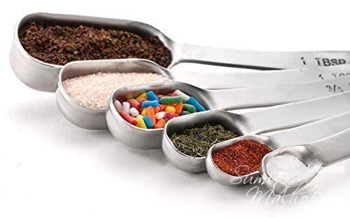 Homepixi stainless steel measuring spoons set, fits in spice jar (set of 6)