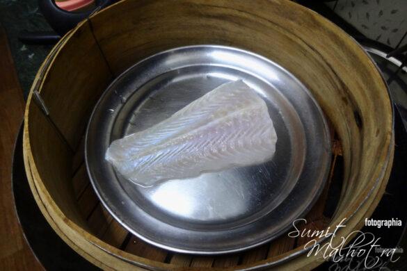 Place the Fish on a Plate and Set it in the Bamboo Steamer