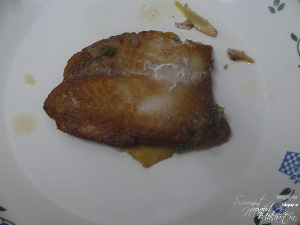 Poached basa fillet after poaching