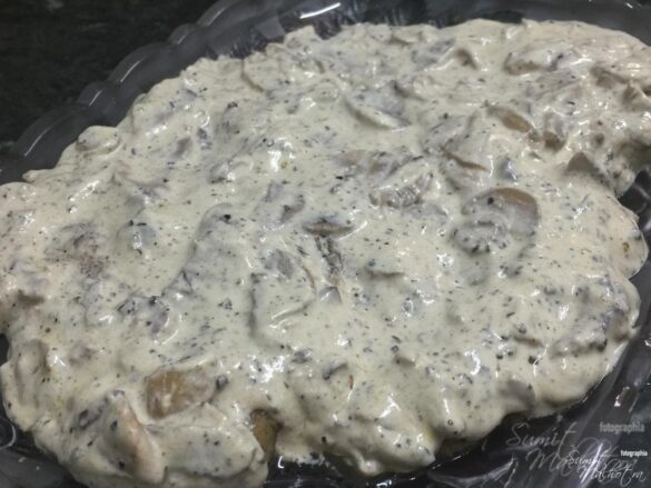 Steamed fish with mushroom sauce, steamed basa fish with mushroom sauce