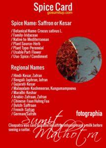 Spice card - all about saffron | know your spice kesar (crocus sativus l. )