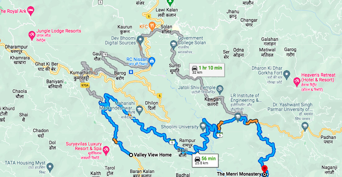 The Two Routes to Menri Monastery