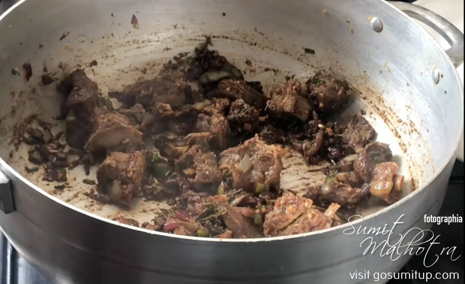 Mutton being browned