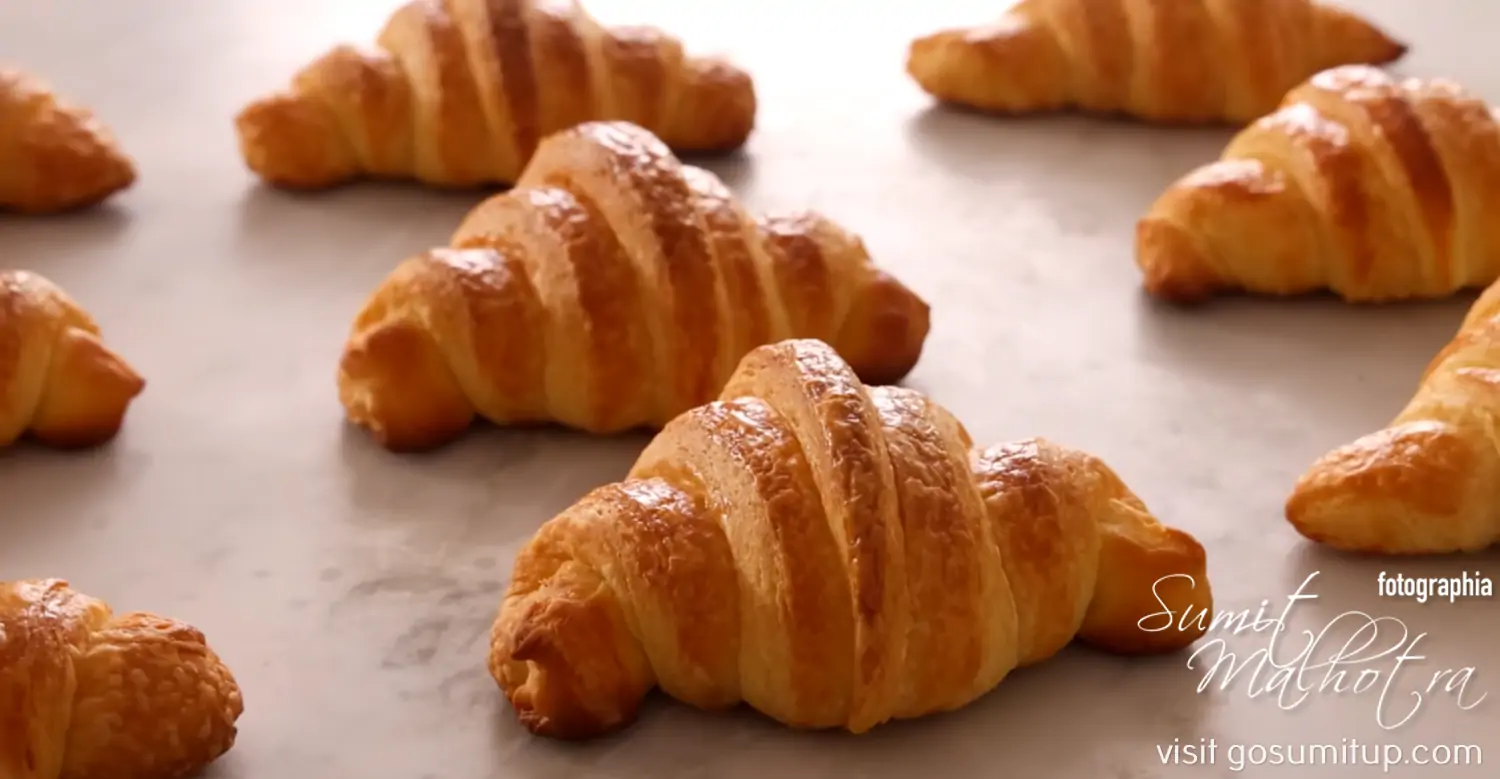 Baked Croissants Resting on a Tray