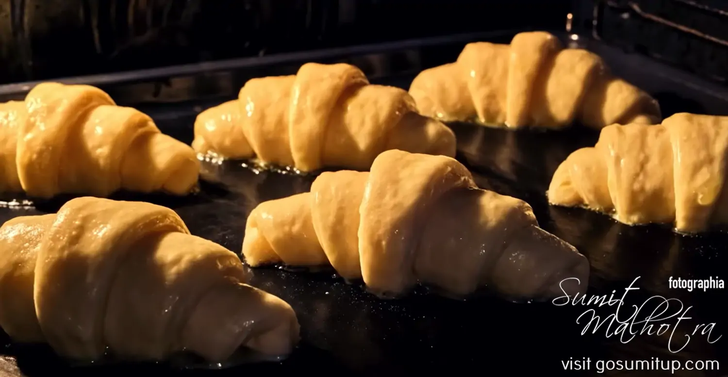 Croissant being baked