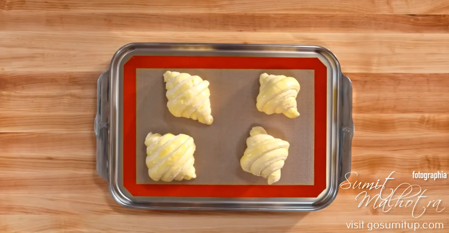 Croissants laid to be baked