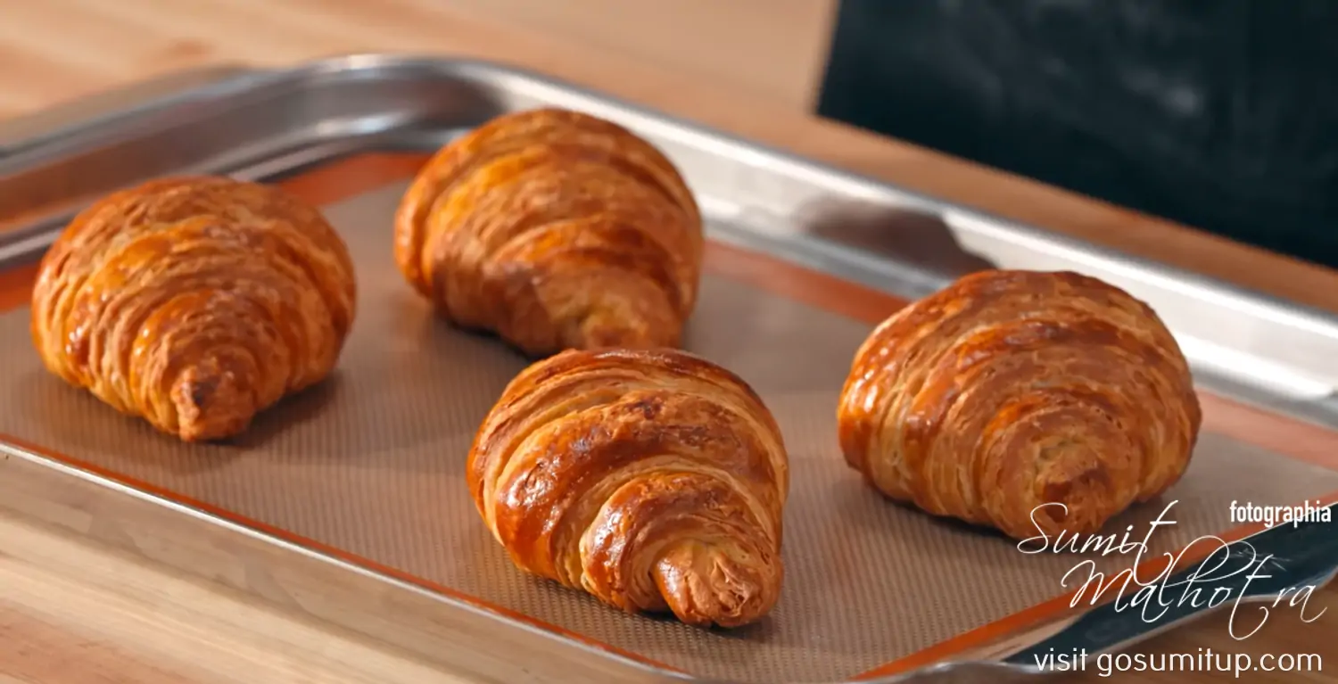 Croissants removed from the oven