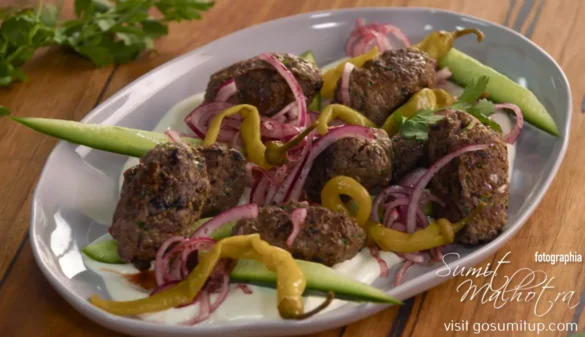 Kangaroo meat koftas served