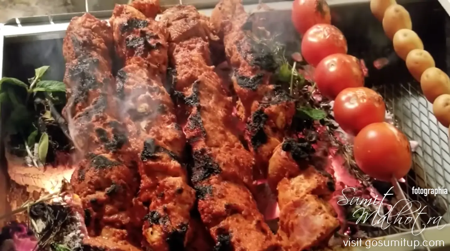 Khorovats being grilled