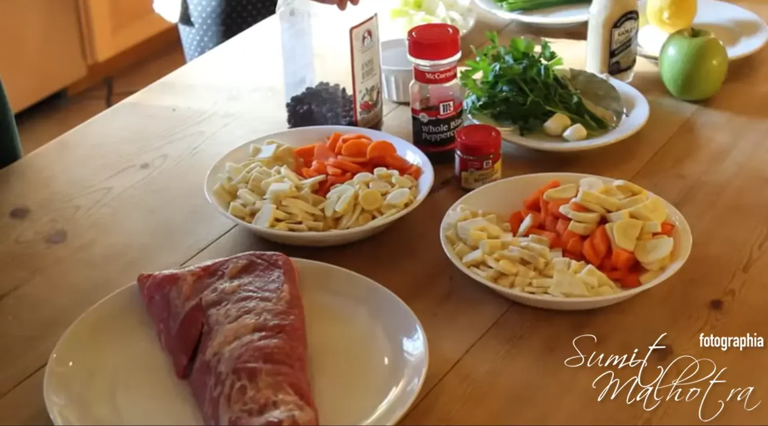 Root vegetables & sirloin rump cap for tafelspitz