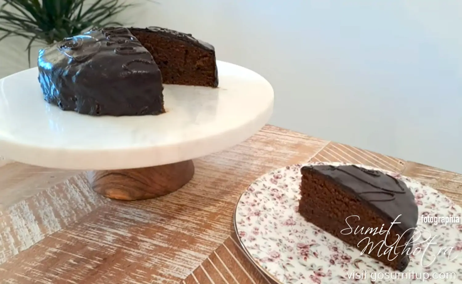 Sacher torte ready to be served with whipped cream