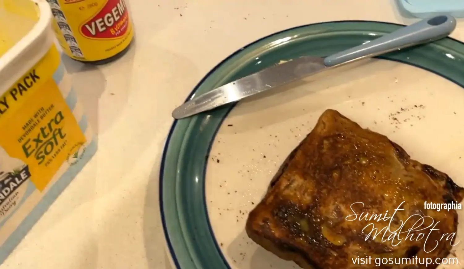 Toast with butter and vegemite Toast with butter and vegemite