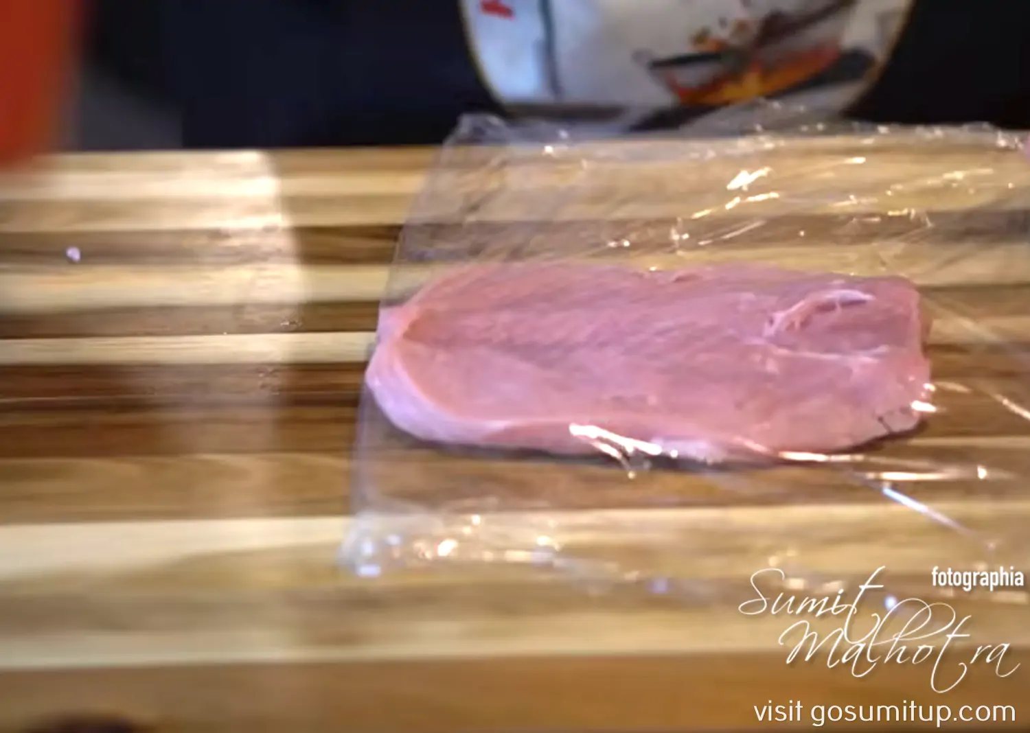 Veal butterfly in a plastic warp - flattening for wiener schnitzel