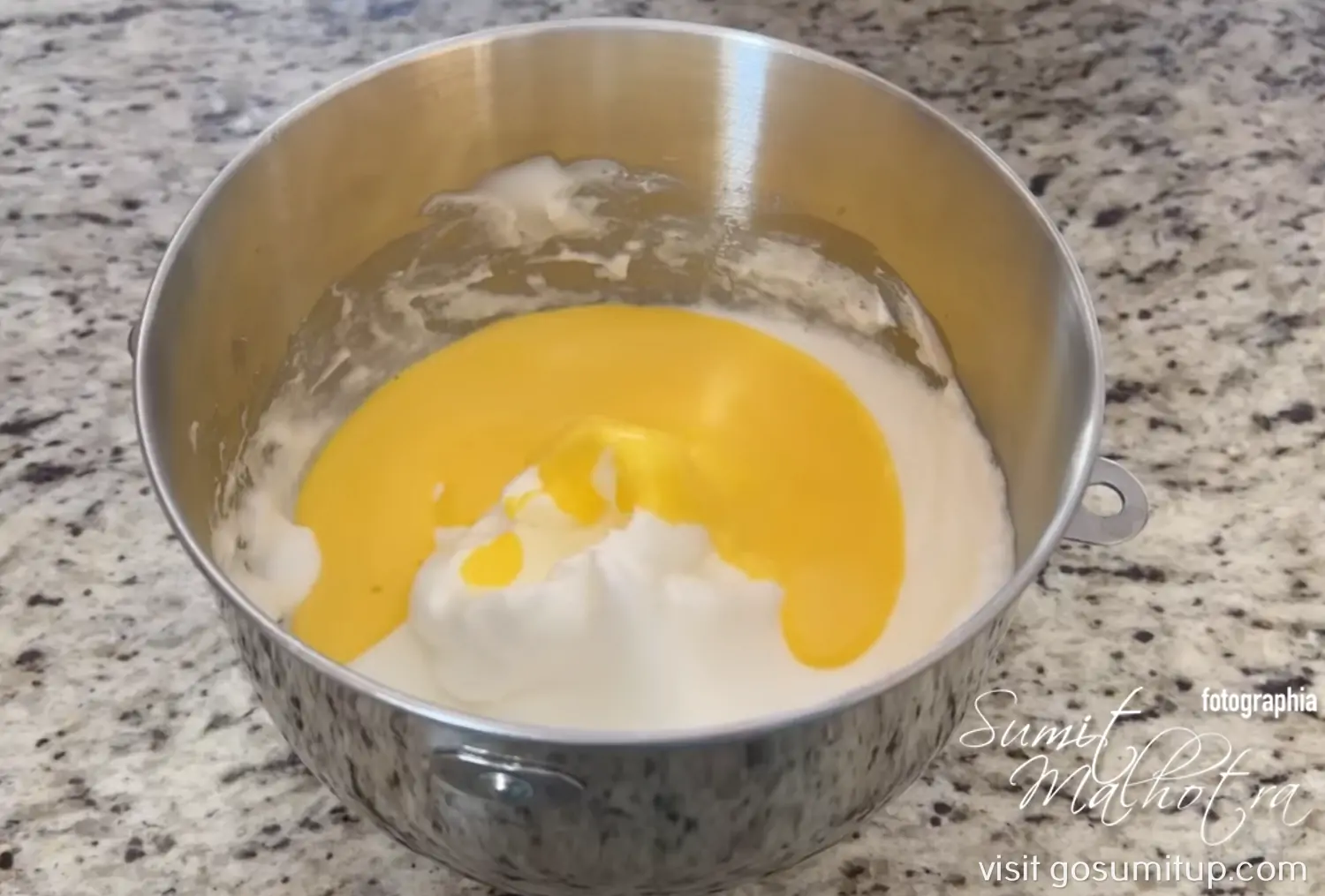 Yolks added to soft egg whites for baking salzburger nockerln