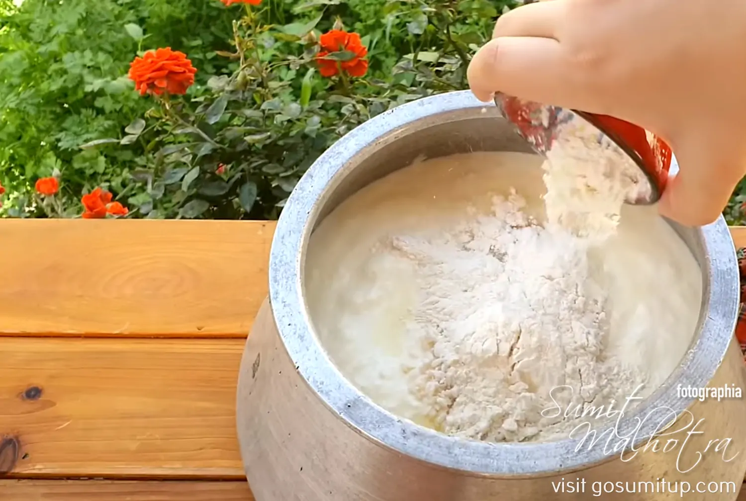 Flour mixed with yoghurt for azerbaijani dovga