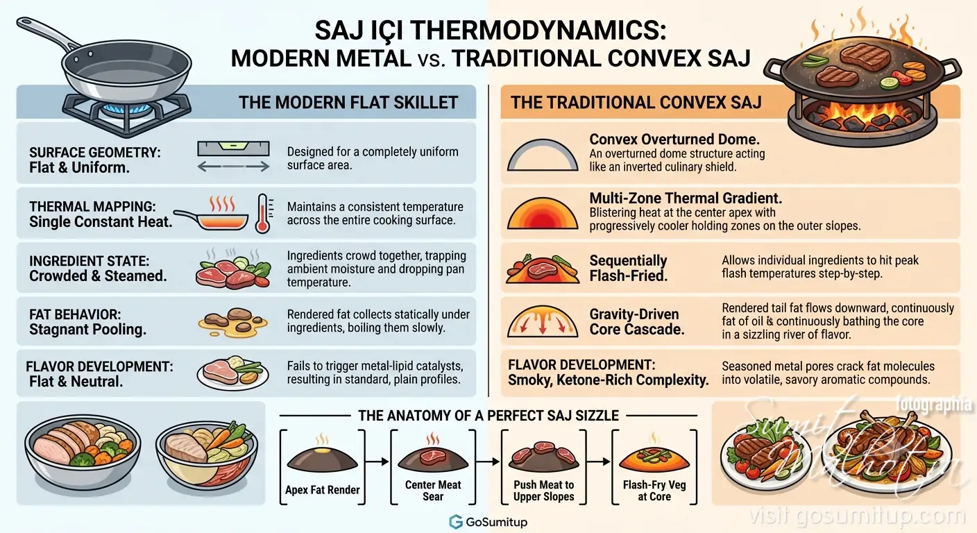 Saj ici thermodynamics - flat skilletvs traditional saj | saj içi thermodynamics