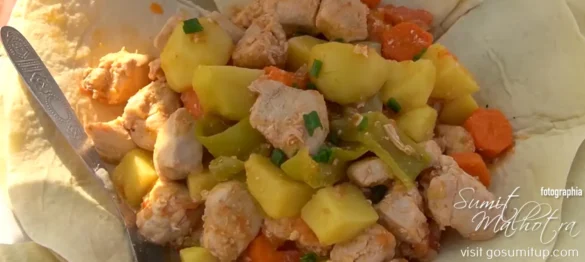 Saj azerbaijani lavash with chicken & vegetables