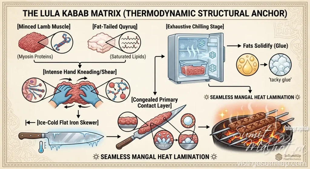 The "falling meat" law of lula kabab (the cold skewer matrix) Lula kabab matrix - seamless mangal lamination