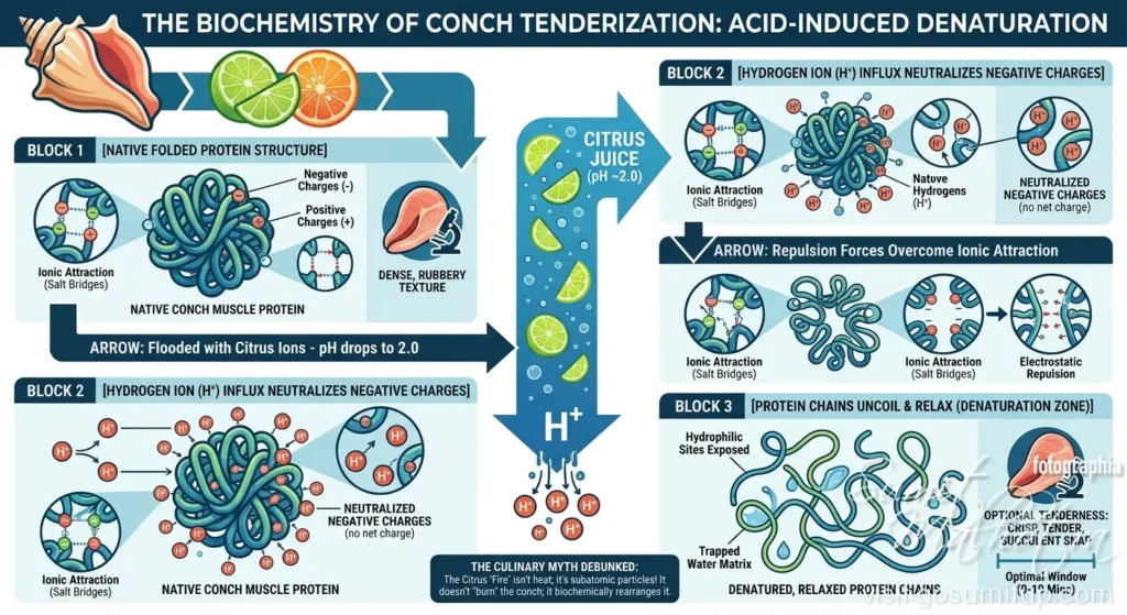 Bichemistry of conch tenderisation
