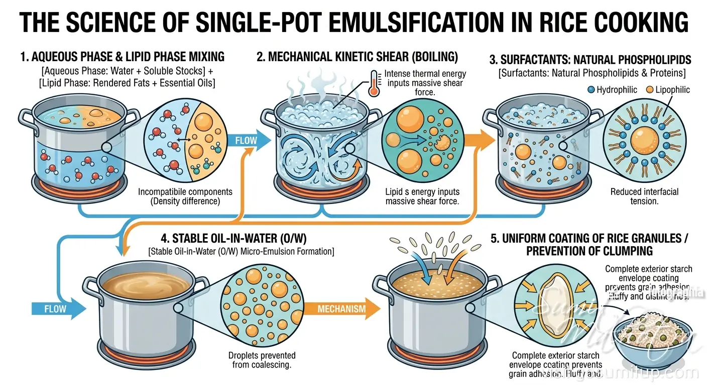 The science of single-pot emulsification in rice cooking